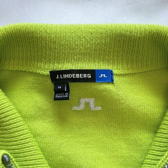 J LINDEBERG WOMEN'S MERINO FINE WOOL BLEND ZIP UP SWEATER IN LIME GREEN - M - Picture 7 of 11
